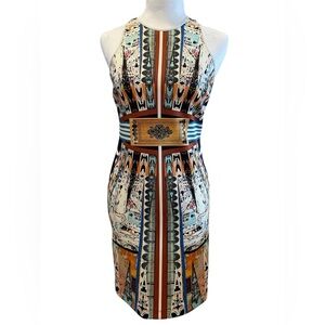 Clover Canyon Architectural Print Sleeveless Mini Dress | Neoprene Scuba Bodycon